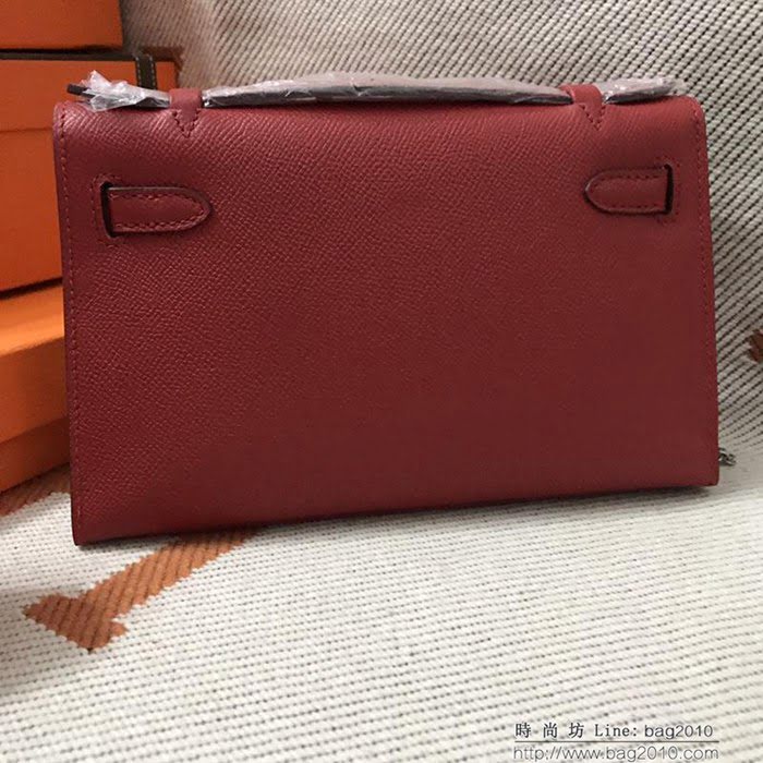 HERMES愛馬仕 凱莉包 mini kelly一代 大紅epsom皮 夏天首選手包款 可手提肩背  Ama1325